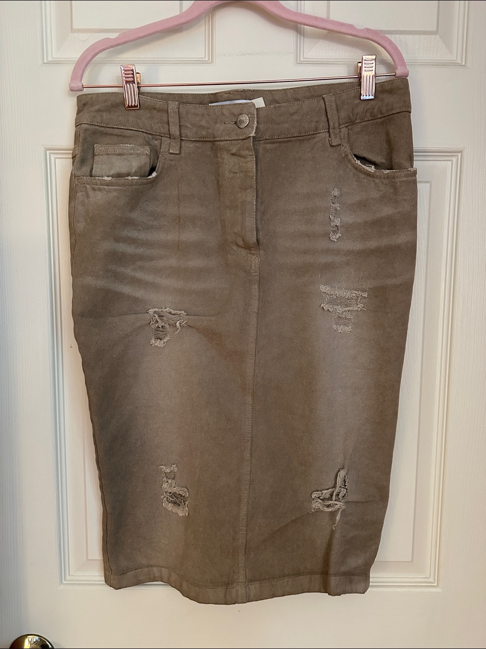 DOLCE AND GABBANA y2k Distressed Denim Pencil Skirt IT40